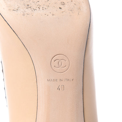 Chanel Lambskin Pearl Cap Toe Pumps 40 Beige Black 9 of 12