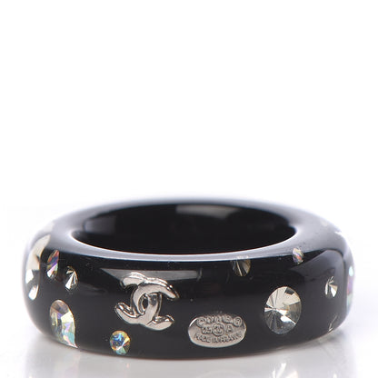 Chanel Resin Crystal CC Logo Ring 7 Black 3 of 4