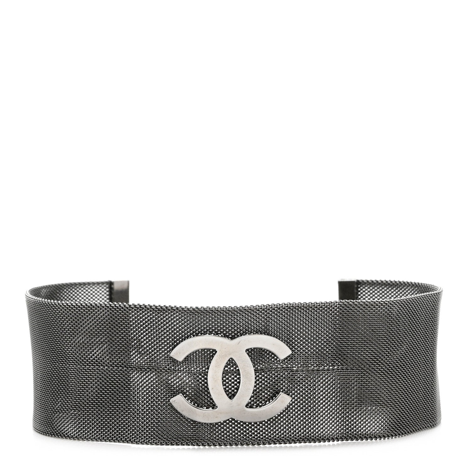 Chanel Mesh CC Choker Necklace Silver 1 of 6