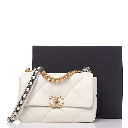 Chanel Goatskin Quilted Medium 19 Flap White 10 of 17