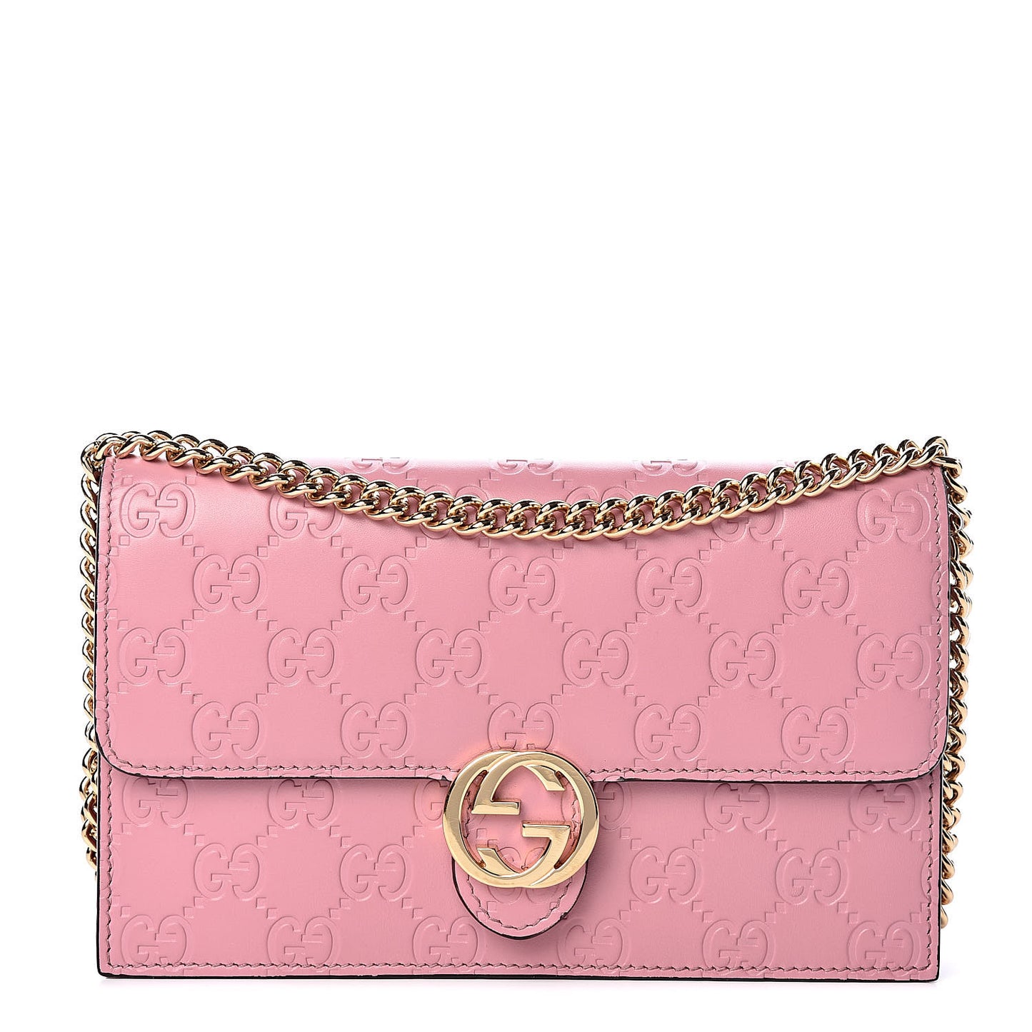 Guccissima Icon Chain Wallet Carmine Rose
