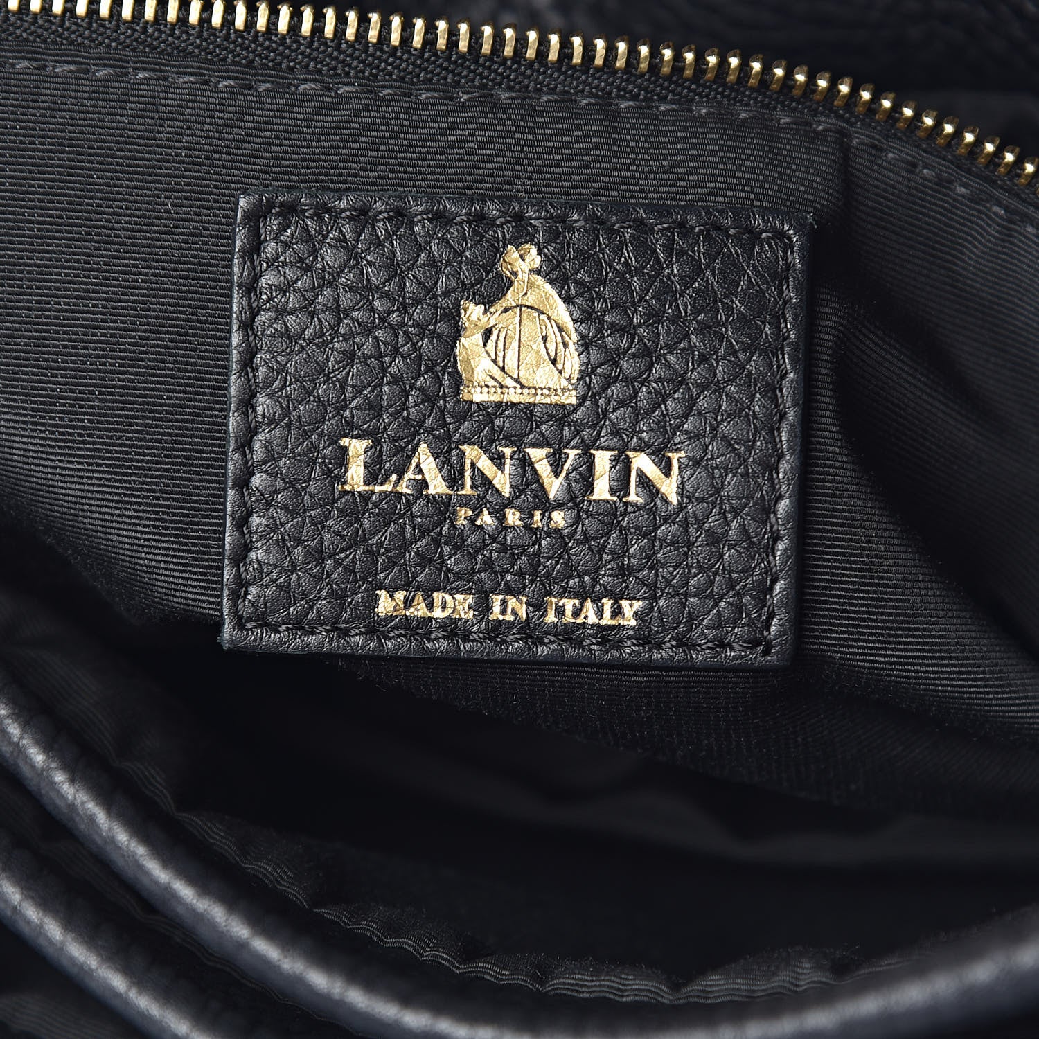 Lanvin Ostrich Calfskin Embossed Medium Sugar Flap Shoulder Bag Black Blue 8 of 14