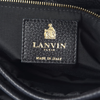 Lanvin Ostrich Calfskin Embossed Medium Sugar Flap Shoulder Bag Black Blue 8 of 14