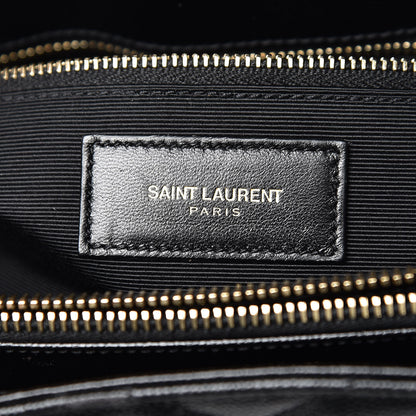 Saint Laurent Grain De Poudre Matelasse Chevron Monogram Shopping Bag Black 8 of 11
