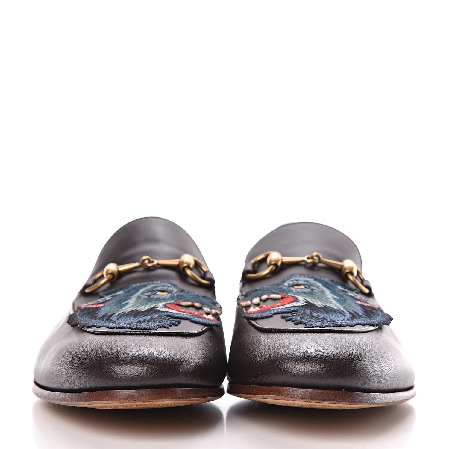 Gucci Lambskin Wolf Embroidered Mens Brixton Horsebit Loafers 9.5 Cocoa 2 of 9