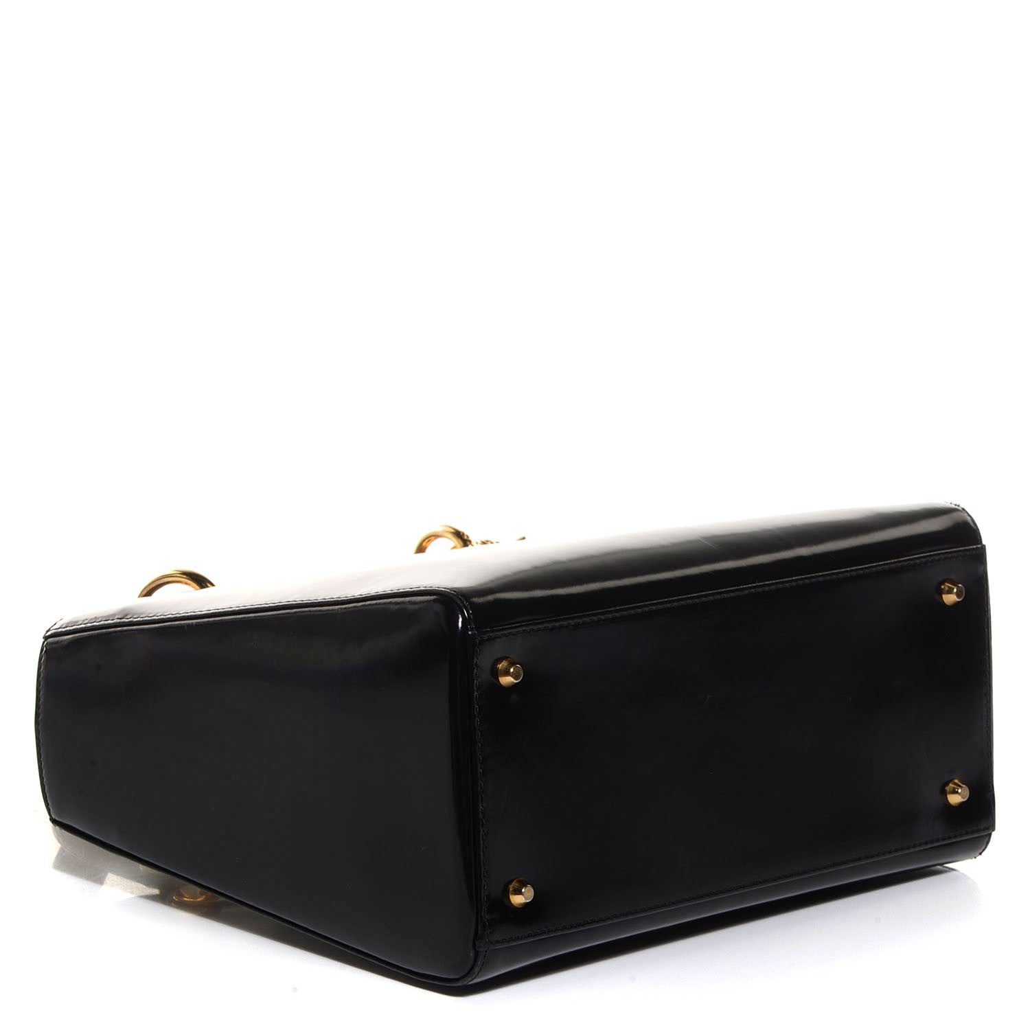 Christian Dior Vintage Patent Medium Lady Dior Black 4 of 8