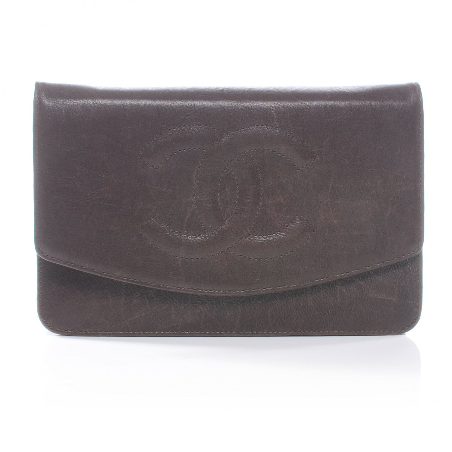 Chanel Calfskin CC Wallet on Chain WOC Brown 1 of 9