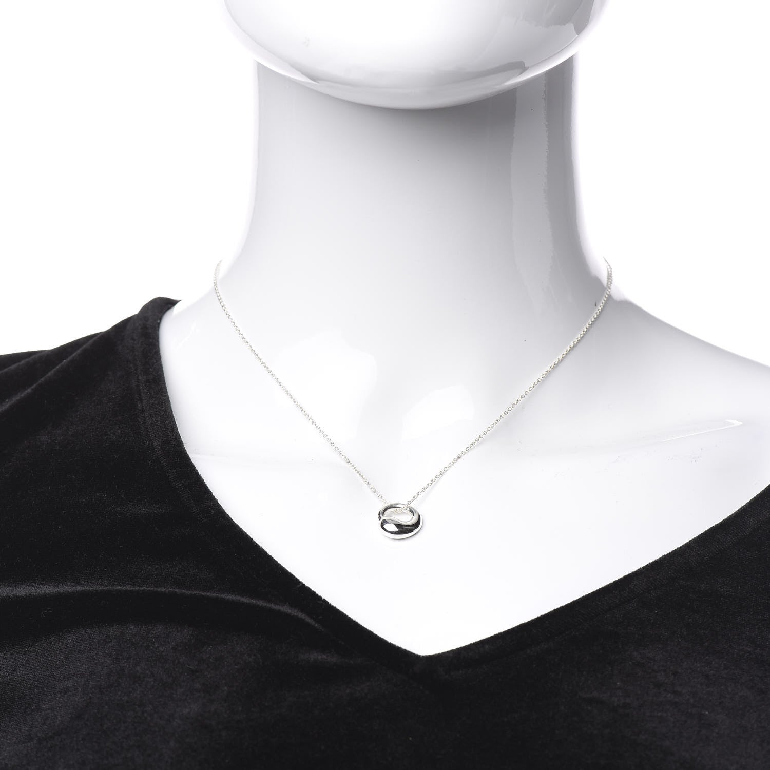 Tiffany Sterling Silver 12mm Elsa Peretti Eternal Circle Pendant Necklace 2 of 8