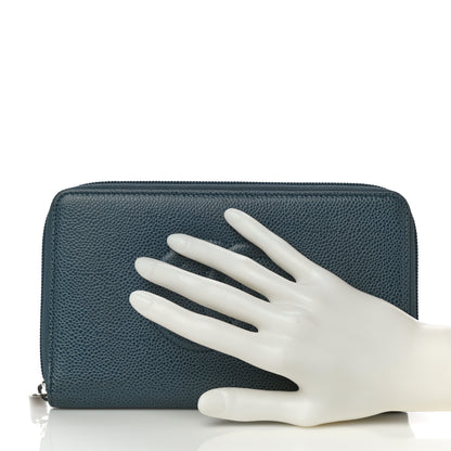 Chanel Caviar Large CC Timeless Zip Around Wallet Blue 2 of 13