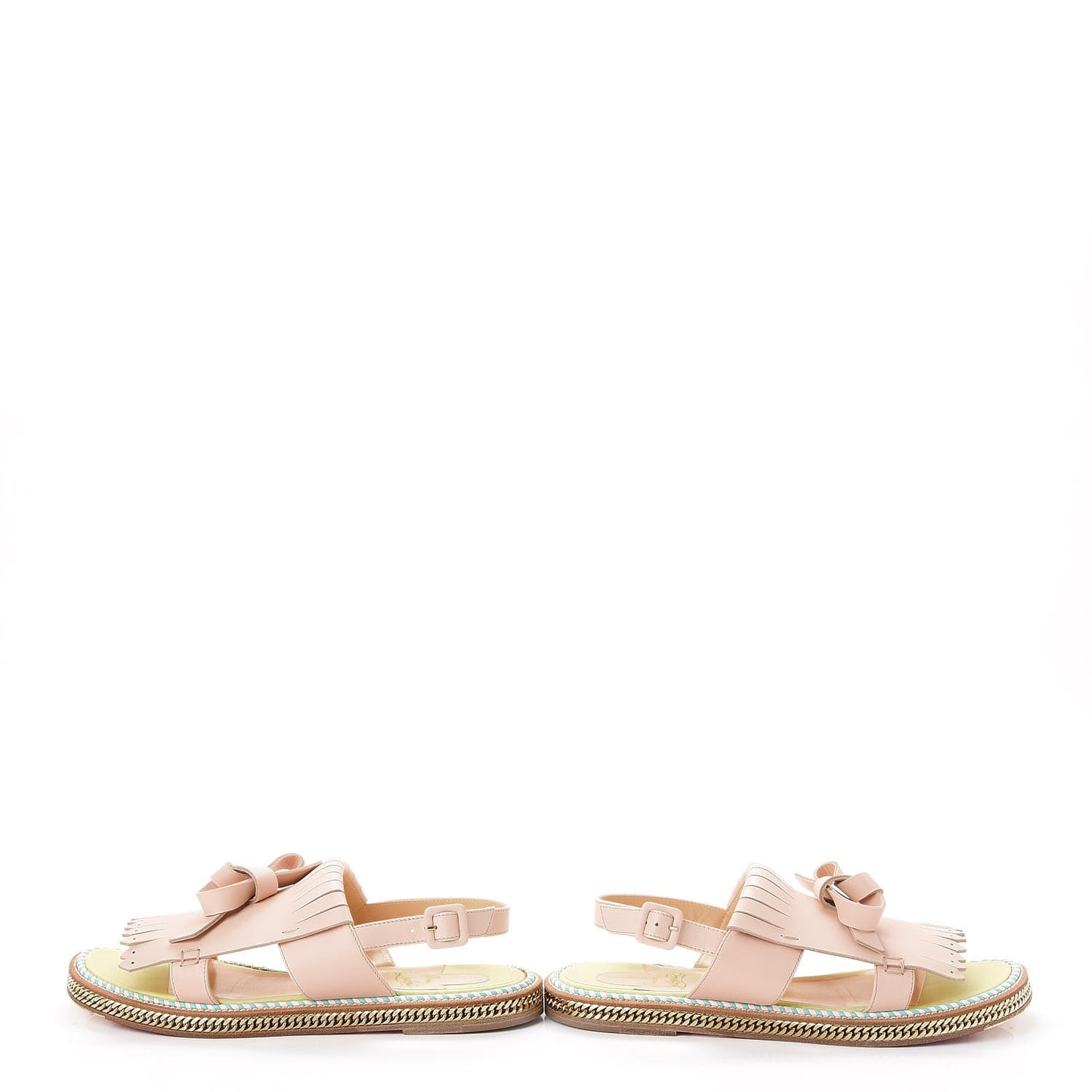 Calfskin Costa Nada Fringefront Sandals 40.5 Pink