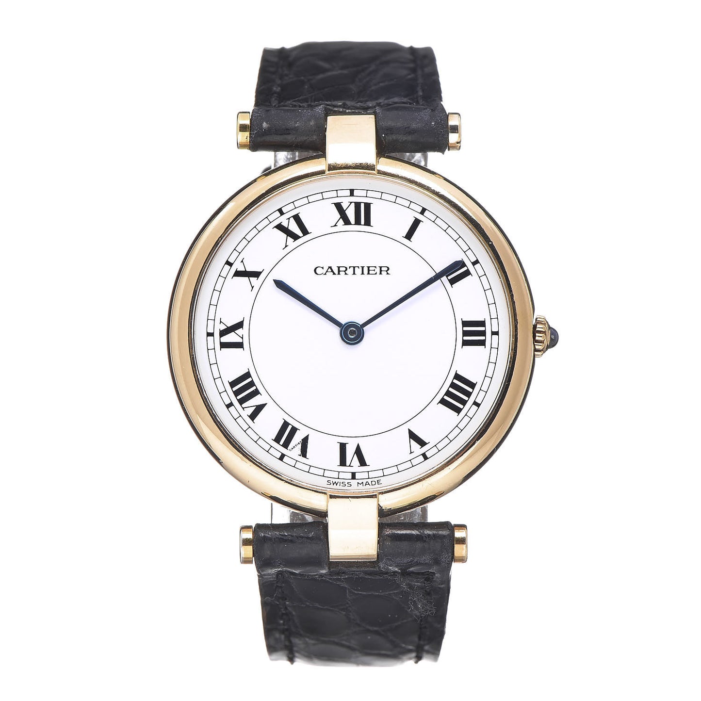 18K Yellow Gold Alligator 30mm Vendome Quartz Watch