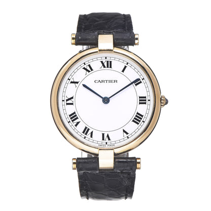 Cartier 18K Yellow Gold Alligator 30mm Vendome Quartz Watch 1 of 10