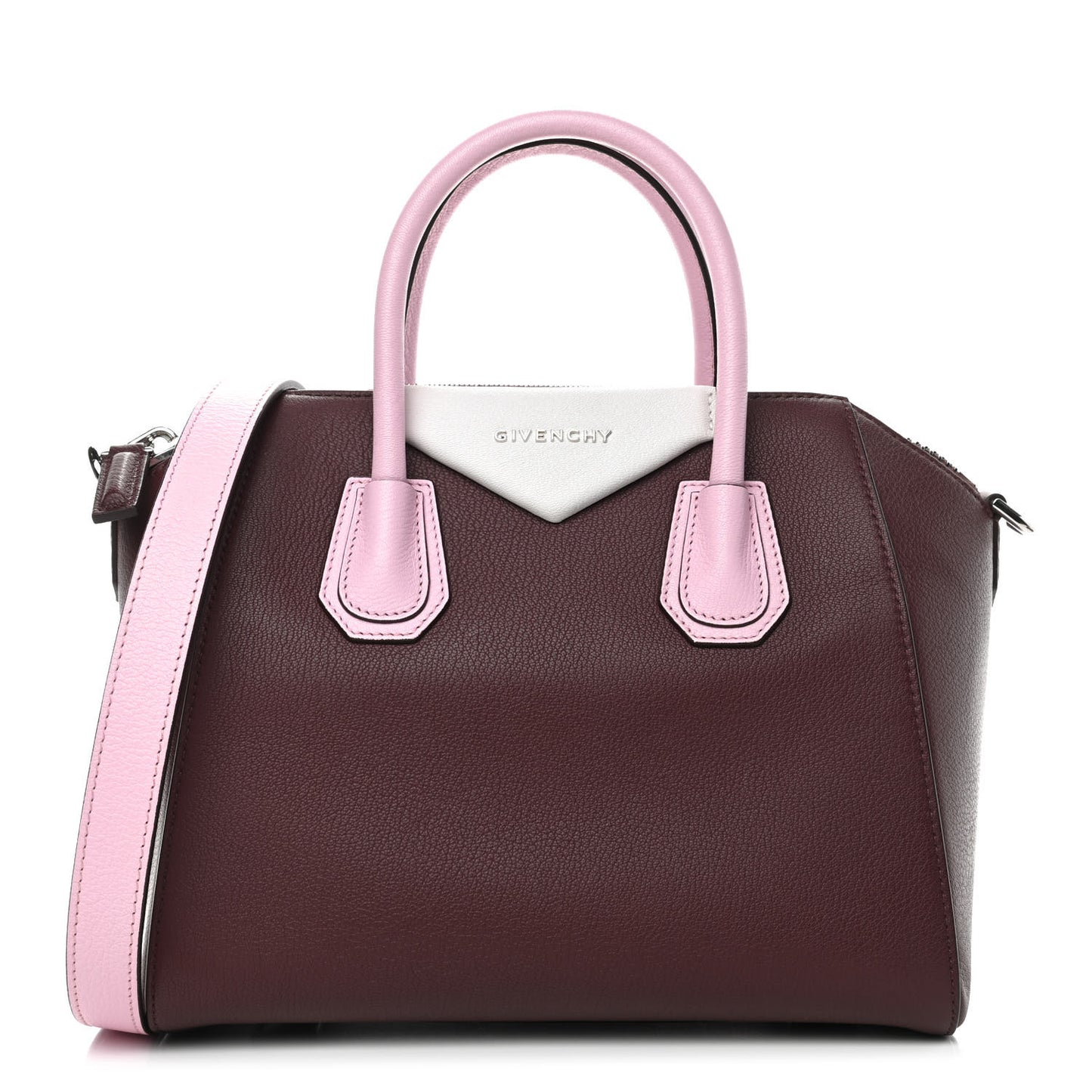 Sugar Goatskin Mini Tri-Color Antigona Burgundy Pink White