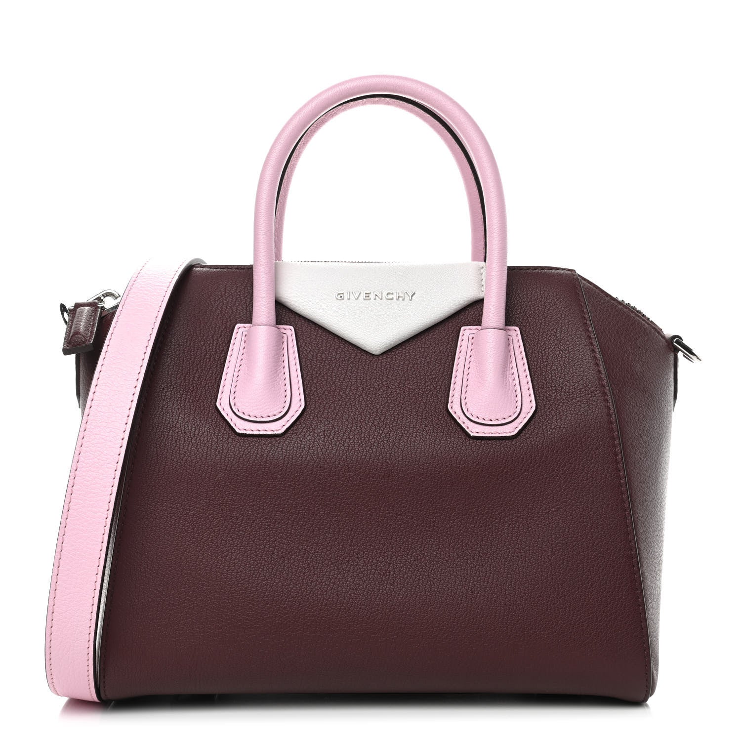 Givenchy Sugar Goatskin Mini Tri-Color Antigona Burgundy Pink White 1 of 10