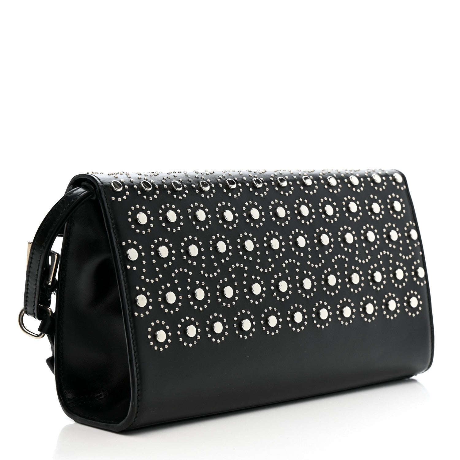 Alaia Calfskin Studded Foldover Clutch Black 4 of 13