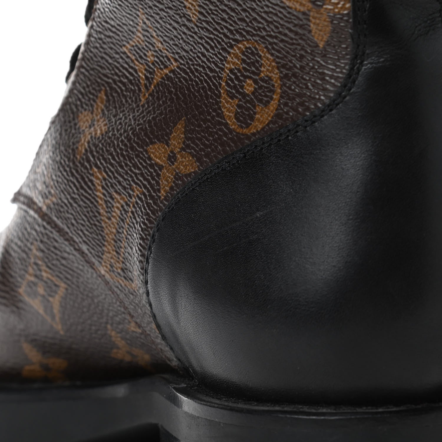 Louis Vuitton Calfskin Monogram Wonderland Flat Ranger Boots 38 Black 5 of 5