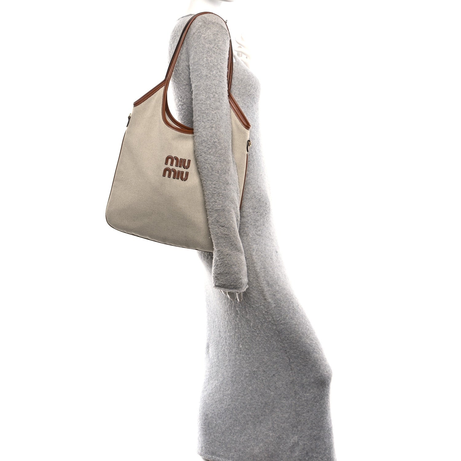 Miu Miu Canvas Ivy Beige Brandy 2 of 9
