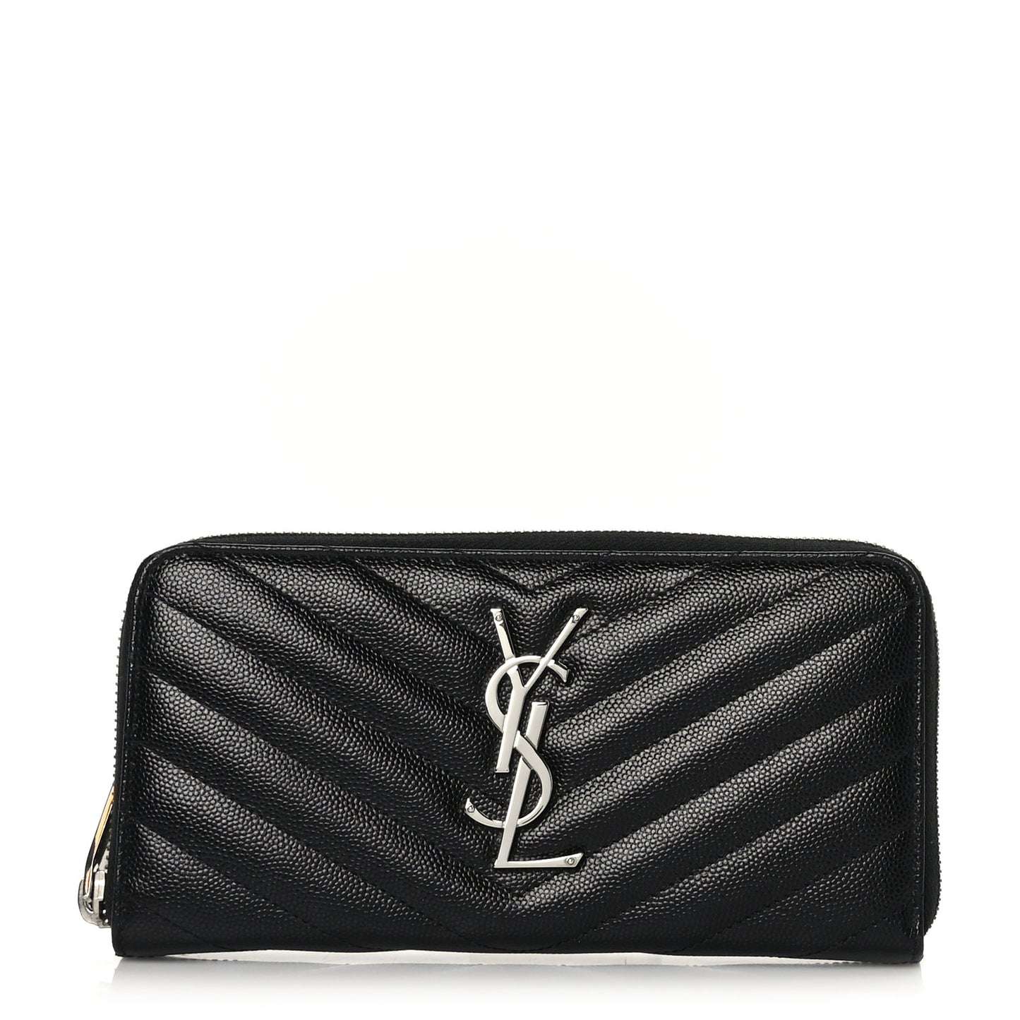 Grain De Poudre Matelasse Chevron Monogram Zip Around Wallet Black
