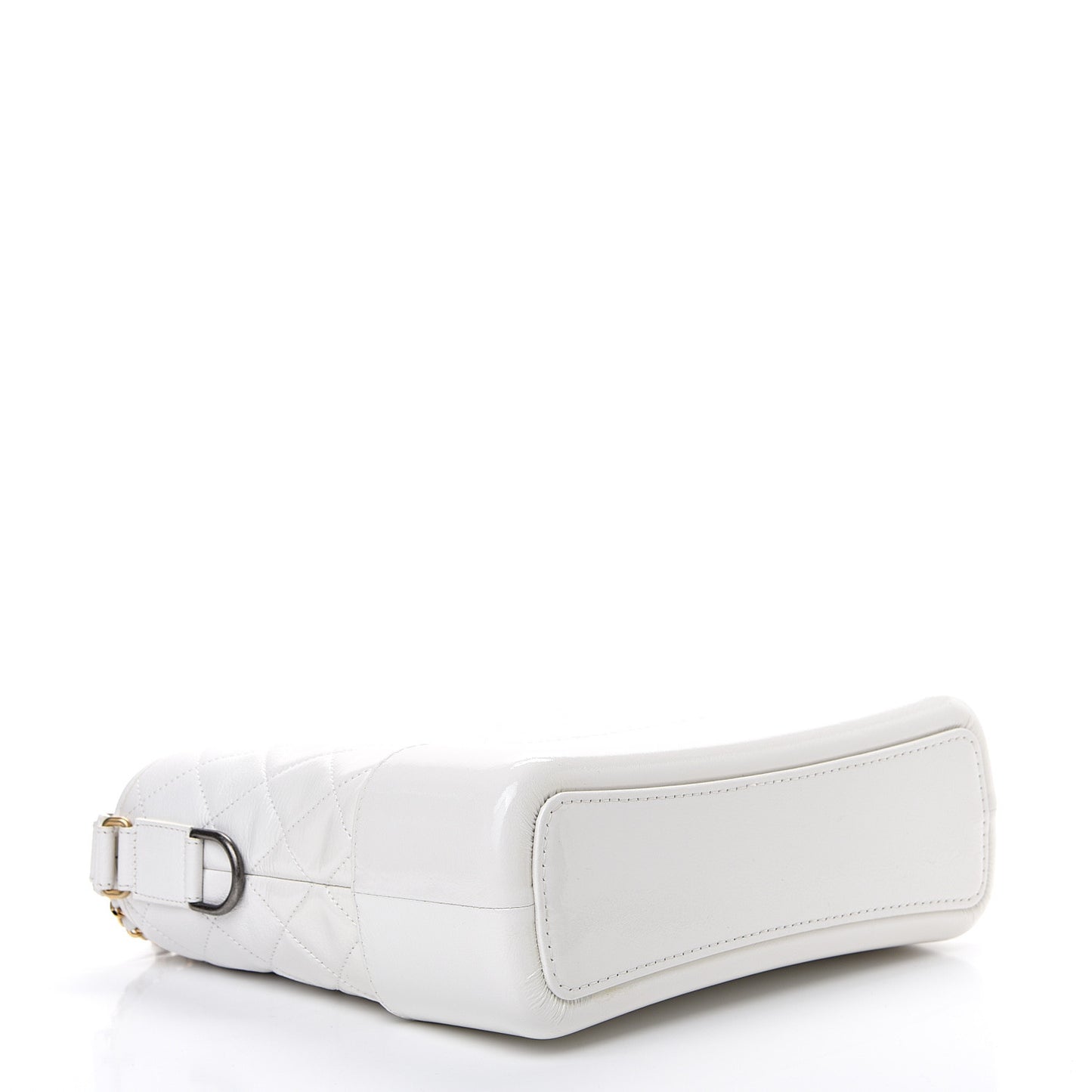 Patent Goatskin Quilted Medium Gabrielle Hobo White