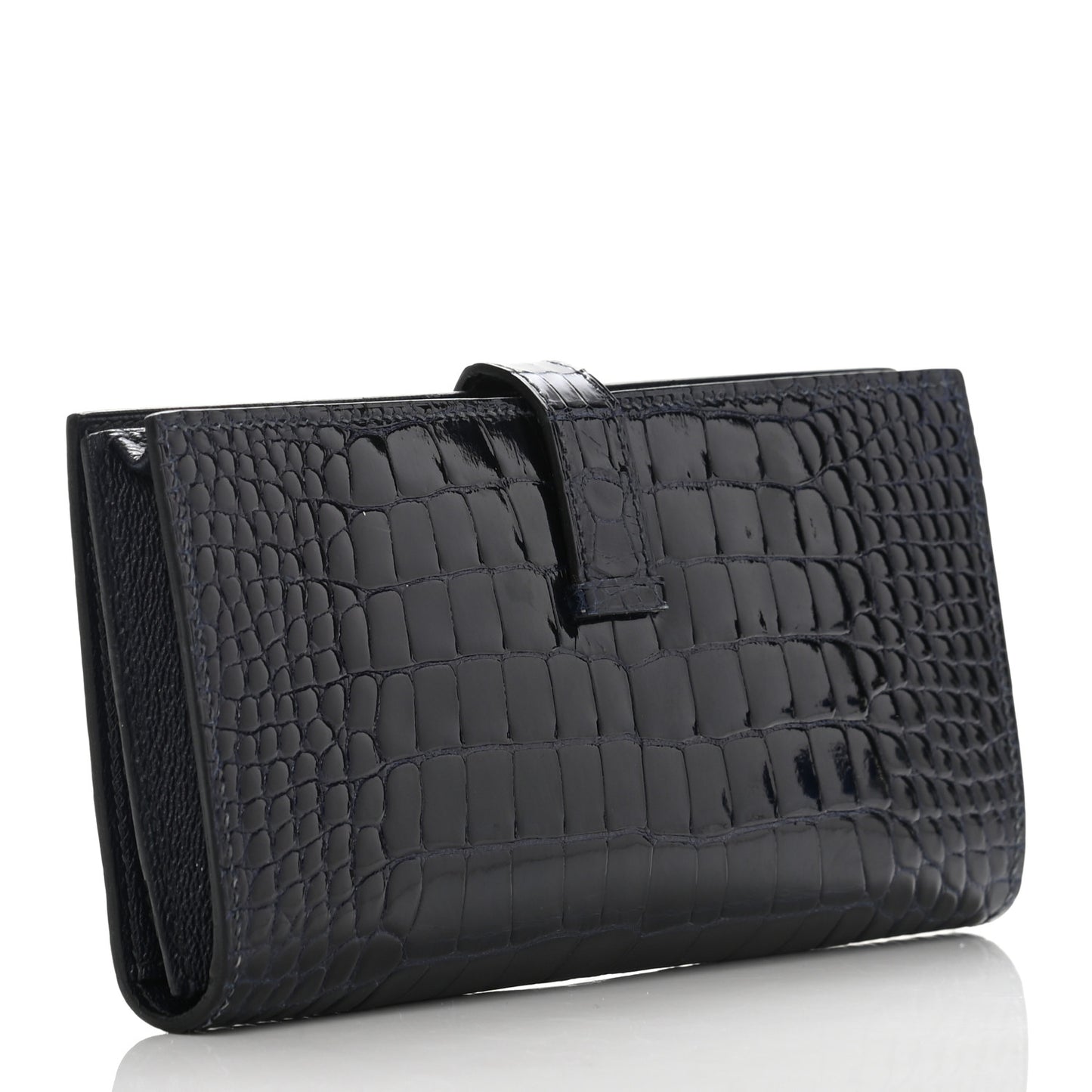 Shiny Alligator Bearn Wallet Bleu Marine