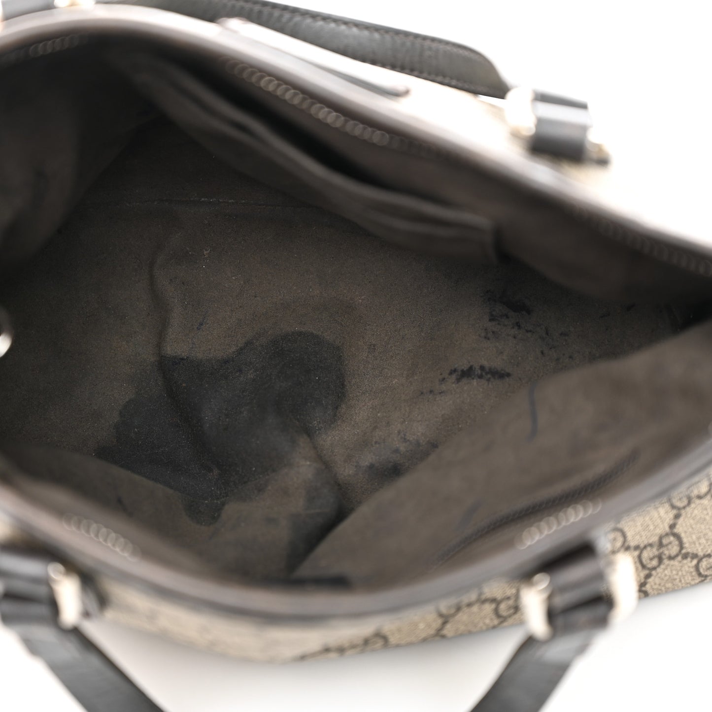 GG Supreme Monogram Small Zippered Tote Dark Brown
