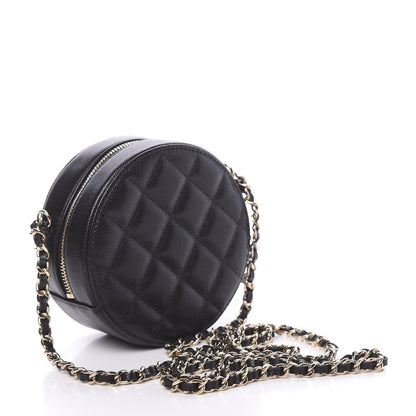 Chanel Caviar Quilted French New Wave Round Clutch With Chain Black 3 of 10