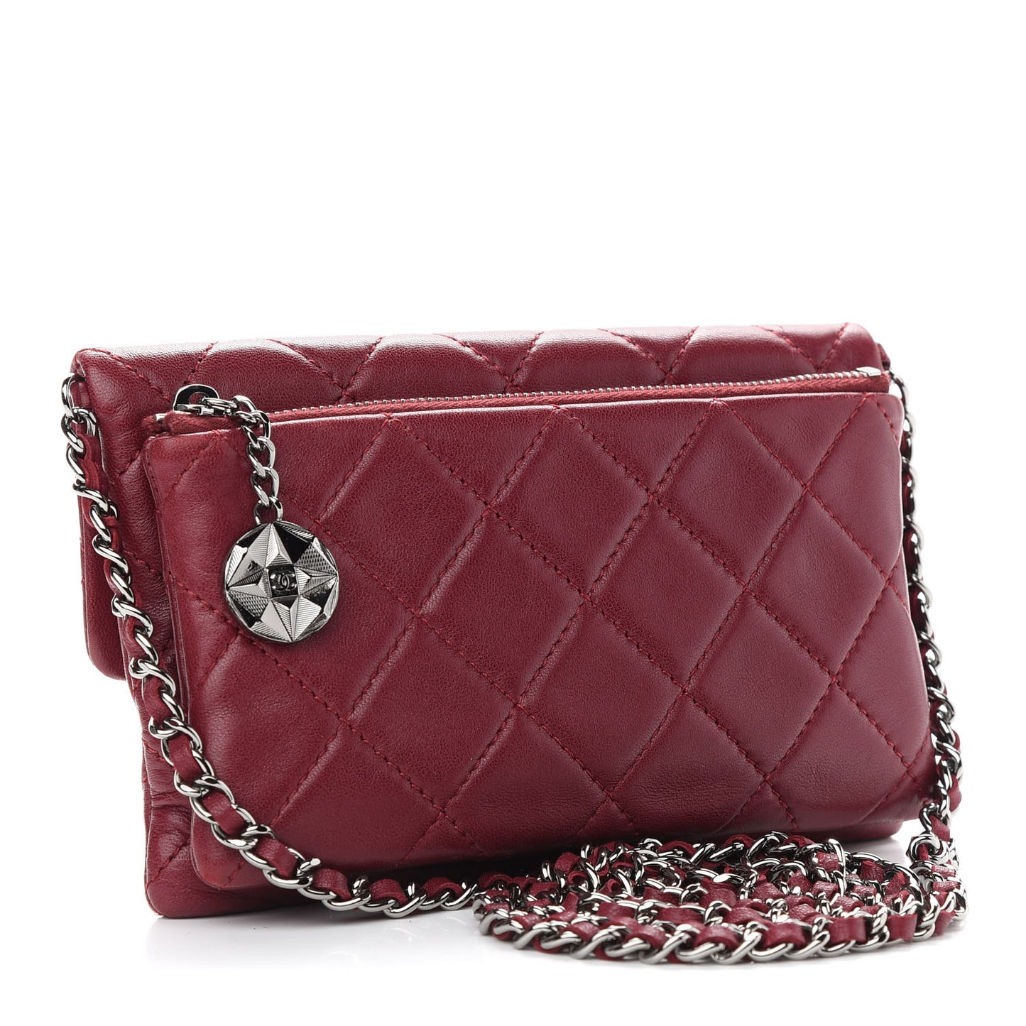Lambskin Quilted Mini Mineral Nights Flap Crossbody Bag Dark Red
