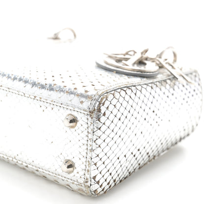 Christian Dior Metallic Snakeskin Mini Lady Dior Silver 10 of 12