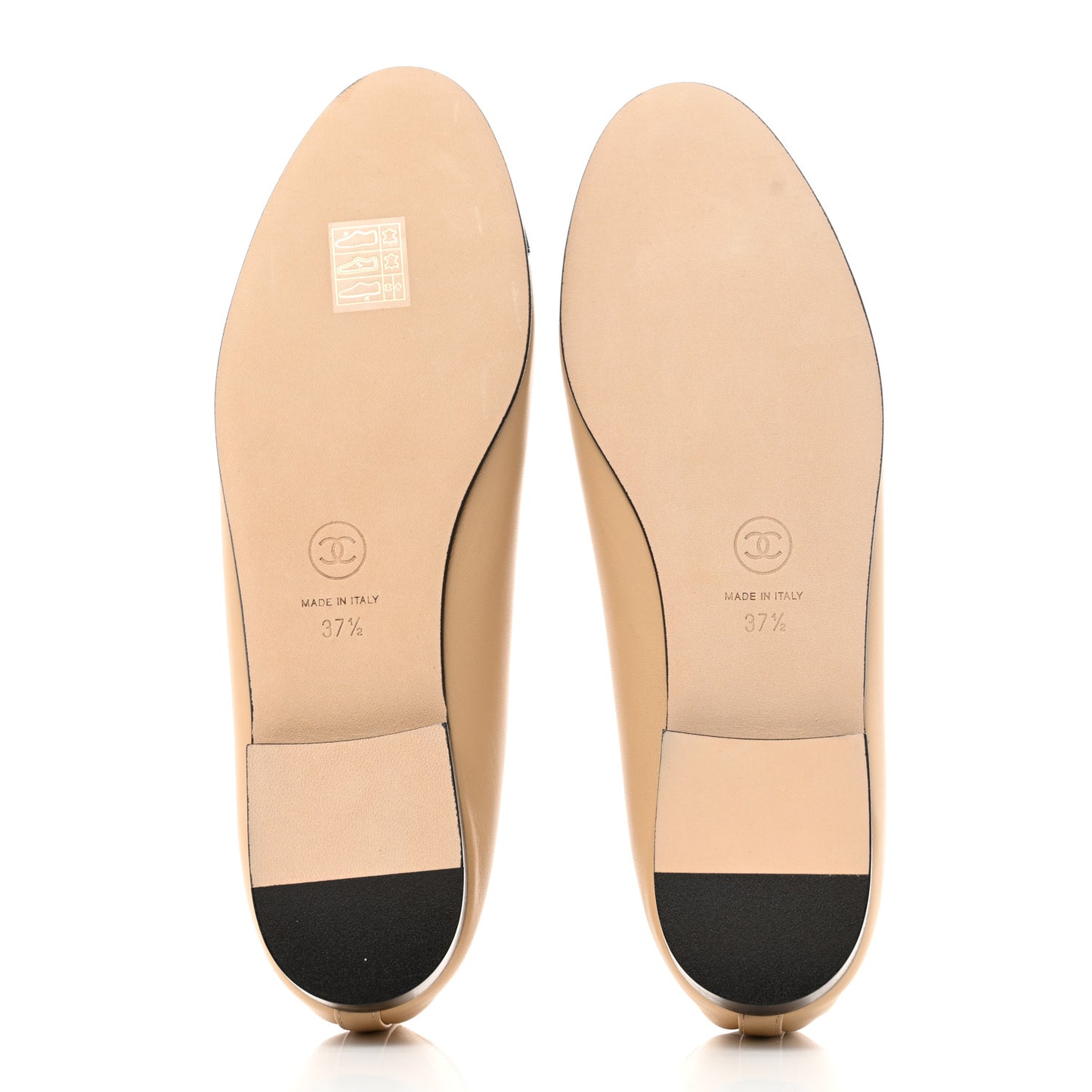 Lambskin Cap Toe CC Ballerina Flats 37.5 Beige Black