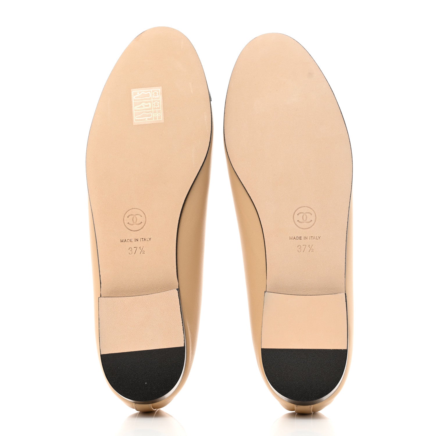 Chanel Lambskin Cap Toe CC Ballerina Flats 37.5 Beige Black 5 of 9