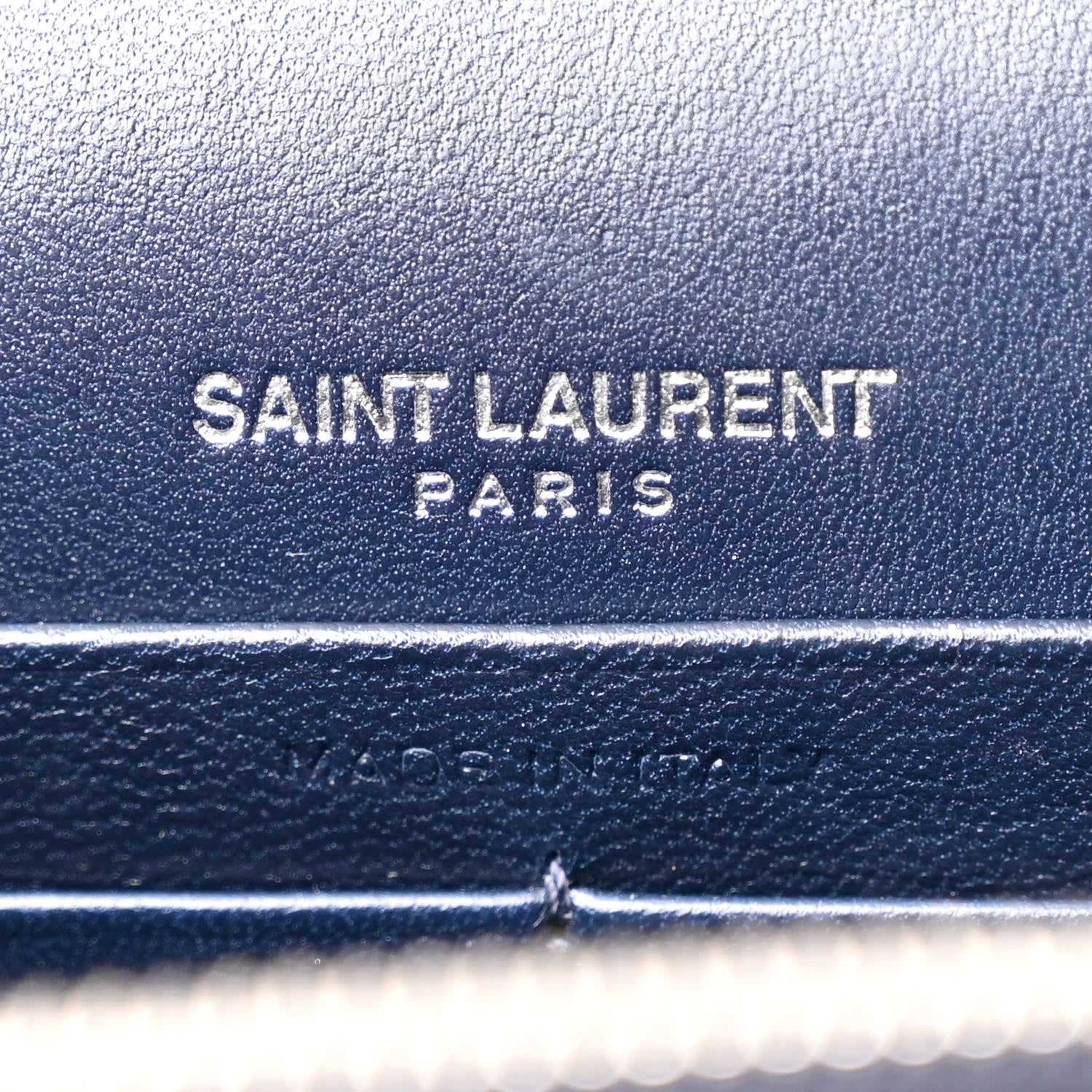 Saint Laurent Calfskin Crocodile Embossed Kate Monogram Tassel Chain Wallet Deep Marine 6 of 11