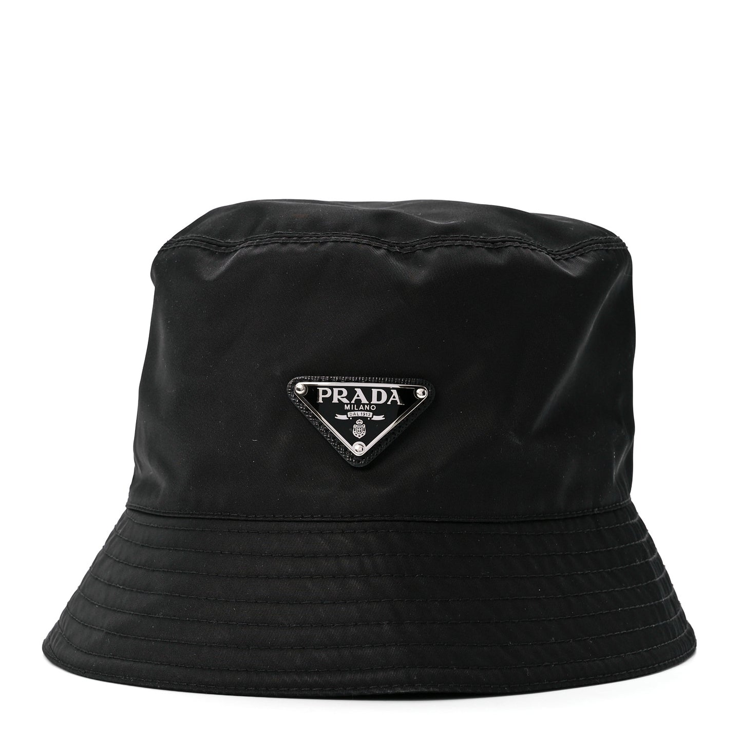 Re-Nylon Metal Triangle Logo Womens Bucket Hat M Black