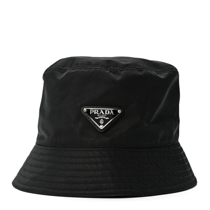 Prada Re-Nylon Metal Triangle Logo Womens Bucket Hat M Black 2 of 8