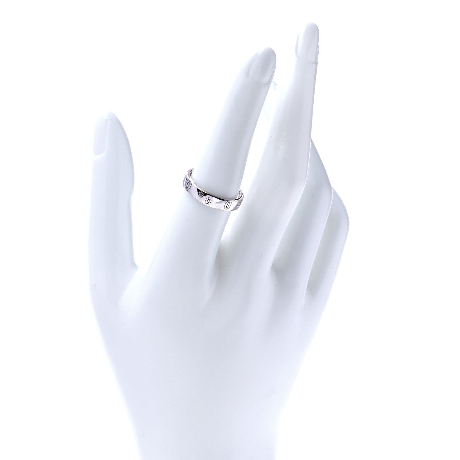 Cartier 18K White Gold 4mm Happy Birthday Band Ring 55 7.25 2 of 5