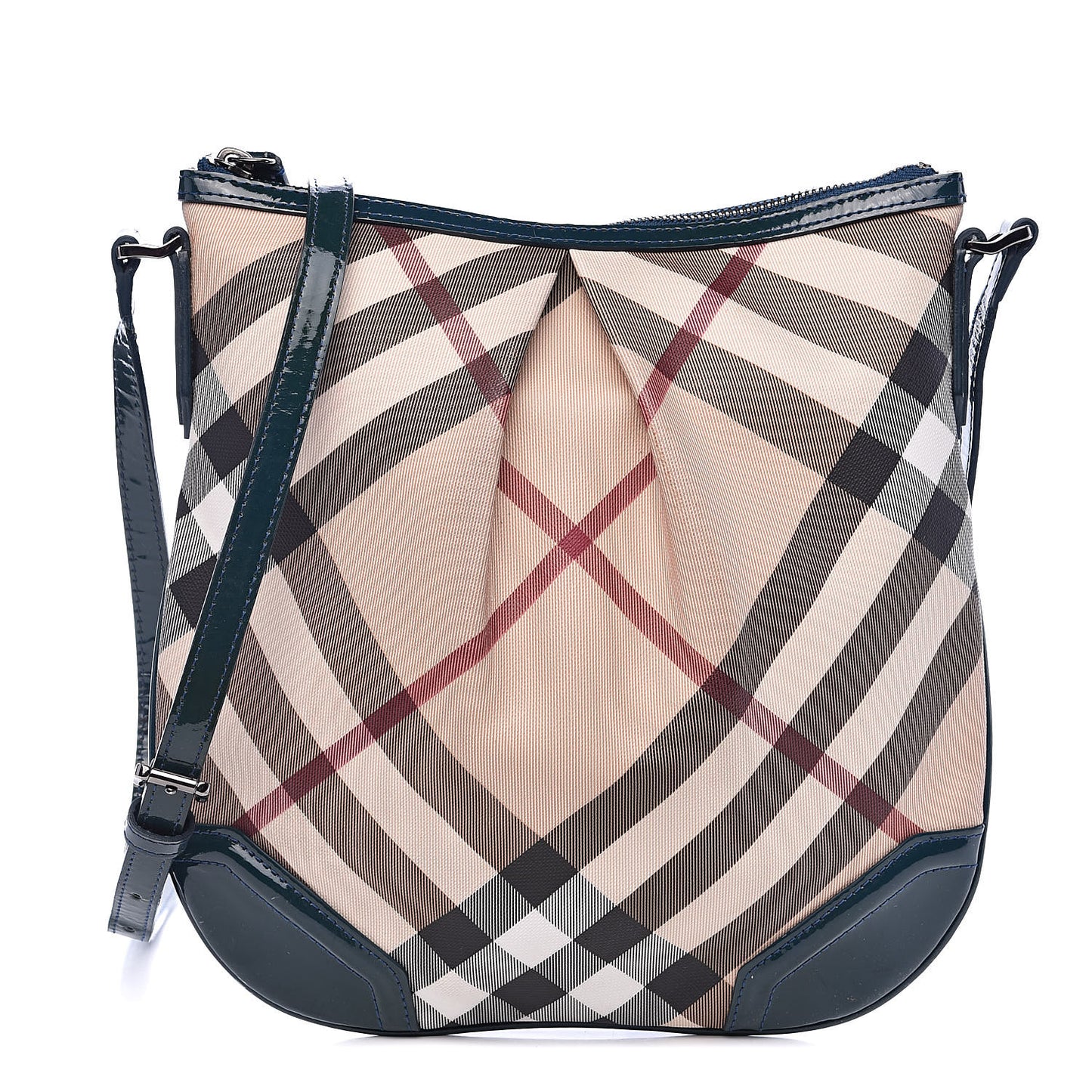 Patent Nova Check Julia Crossbody Bag Green