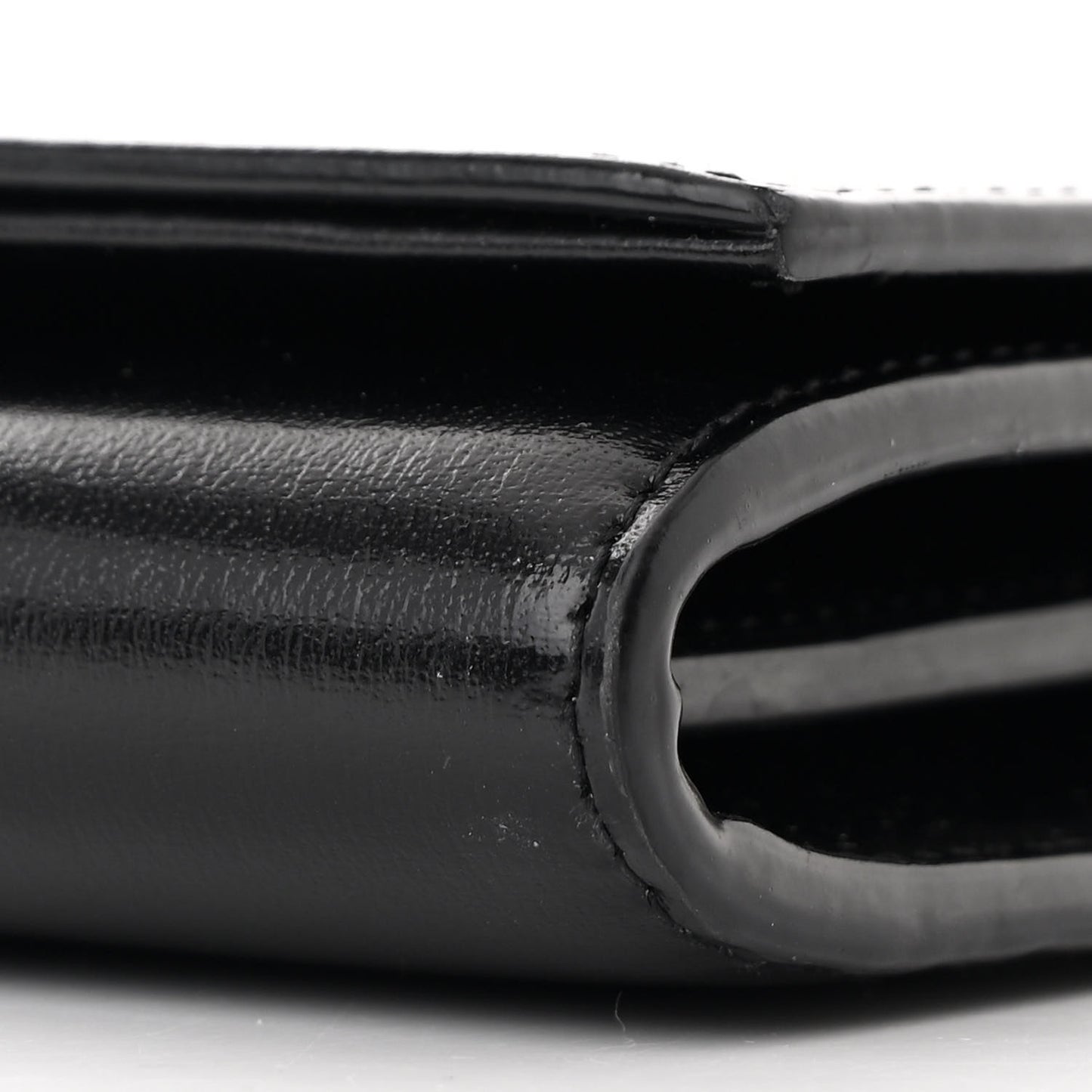 Glossy Calfskin Monogram Chain Wallet Black