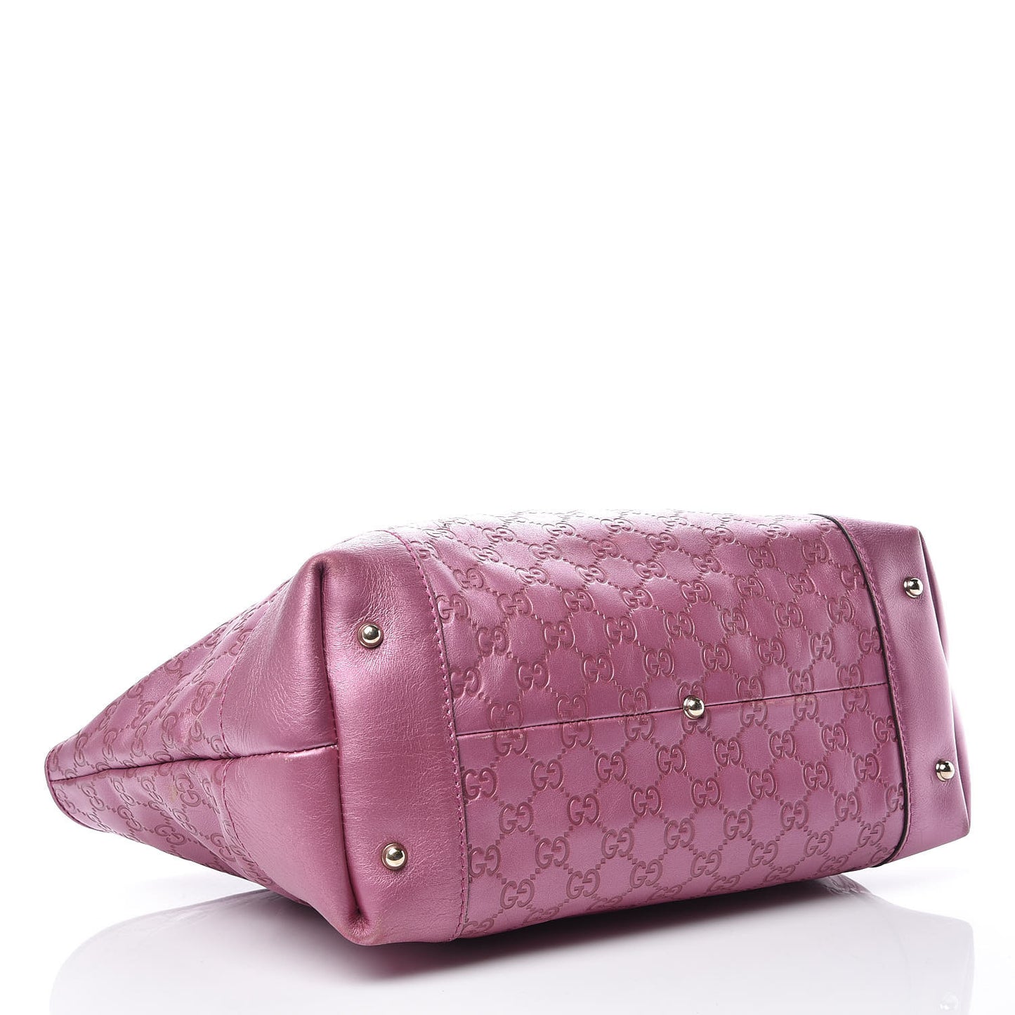 Metallic Soft Guccissima Large Heart Bit Charm Top Handle Tote Fresia Rose