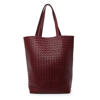 Bottega Veneta Calfskin Intrecciato Large North South Tote Bag Burgundy 1 of 11