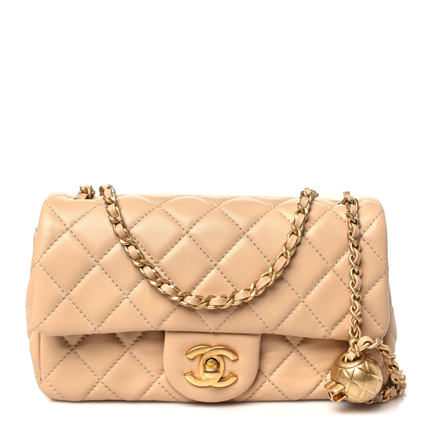 Chanel Lambskin Quilted Mini Rectangular Pearl Crush Flap Beige 1 of 10