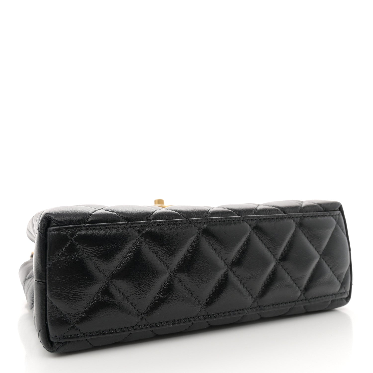 Chanel Shiny Aged Calfskin Quilted Nano Kelly Shopper Black 4 of 11