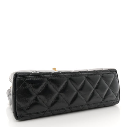 Chanel Shiny Aged Calfskin Quilted Nano Kelly Shopper Black 4 of 11