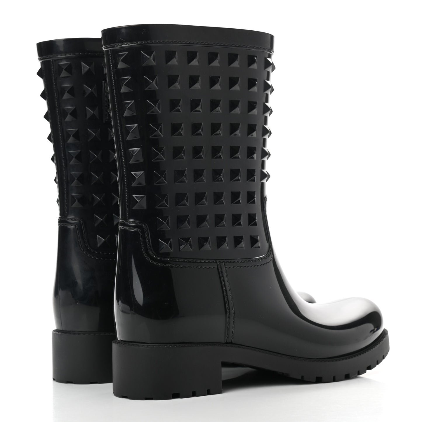 Rubber Rockstud Rain Boots 37 Black