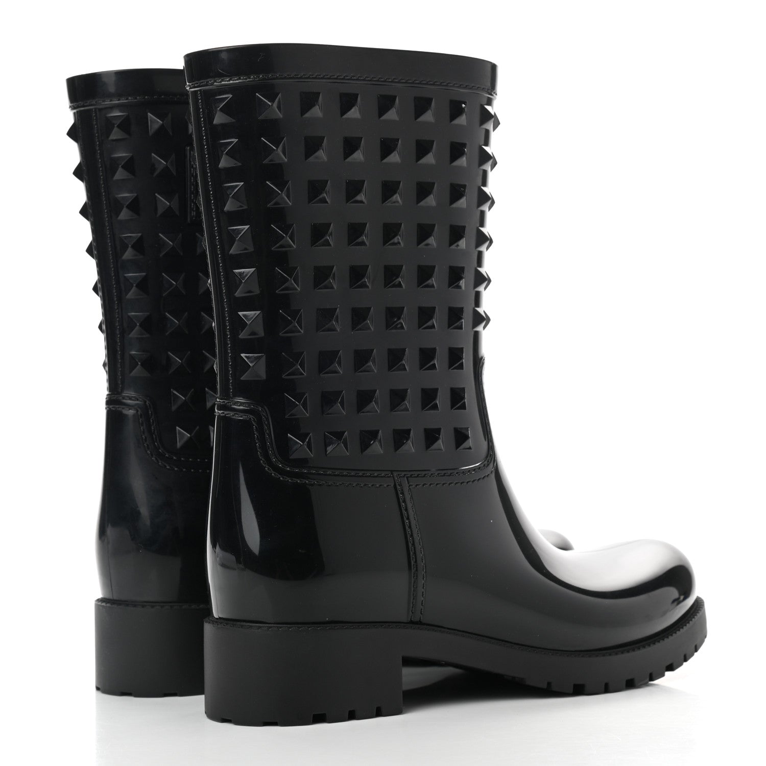 Valentino Garavani Rubber Rockstud Rain Boots 37 Black 4 of 9