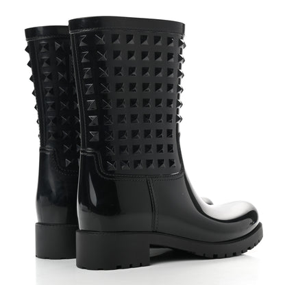 Valentino Garavani Rubber Rockstud Rain Boots 37 Black 4 of 9