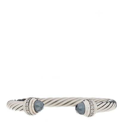 David Yurman Sterling Silver Diamond Hematite 7mm Cable Classics Bracelet 1 of 6