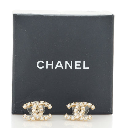 Chanel Crystal Coco's Pearls CC Earrings Light Gold 5 of 5