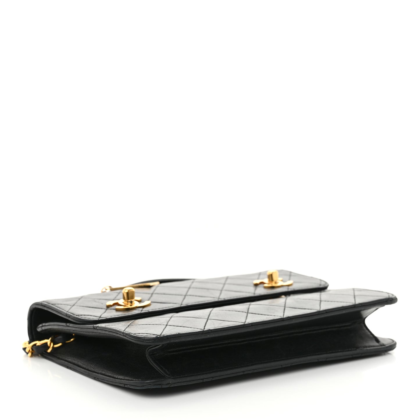 Lambskin Quilted Briefcase Satchel Black
