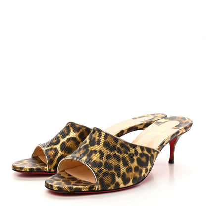 Christian Louboutin Metallic Calfskin Coins Leopard Print East 55 Mule 41 Gold 3 of 8