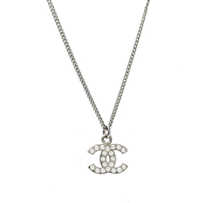 Chanel Crystal Timeless CC Necklace Silver 5 of 6
