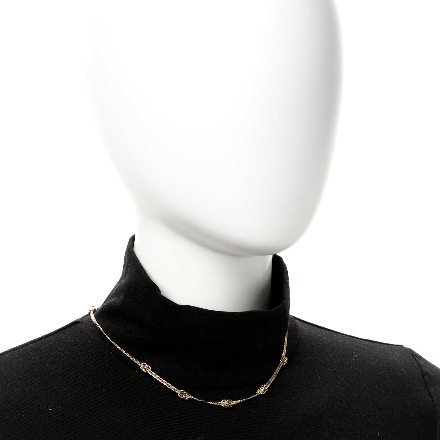 Chanel Metal CC Short Chain Necklace Gold 2 of 5